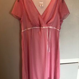 Motherhood Maternity pink with white dots dress